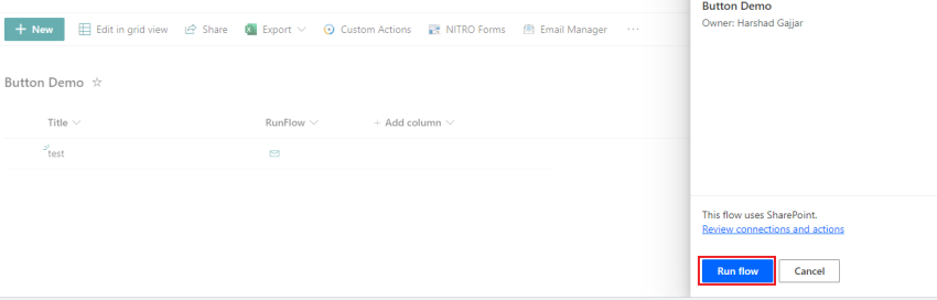 Use Json Formatting to create button and trigger Power Automate Flow
